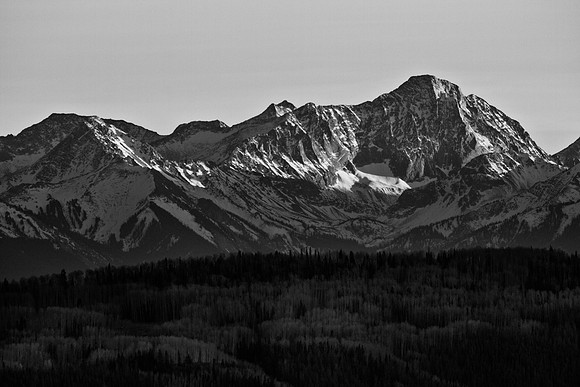 Capitol Peak Sunset B&W, Maroon Bells-Snowmass Wilderness, CO